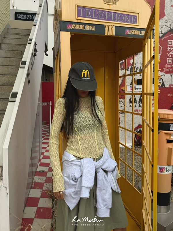 蕾絲透膚長袖上衣